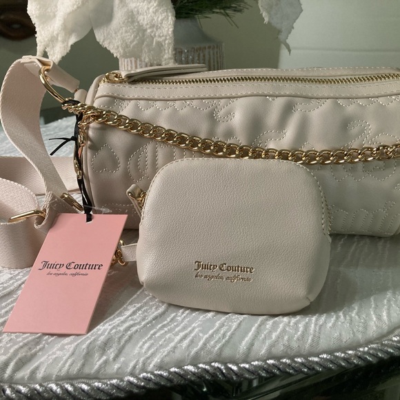Juicy Couture Cream Barrel Shoulder & Crossbody Bag with Mini Pouch - Picture 7 of 14